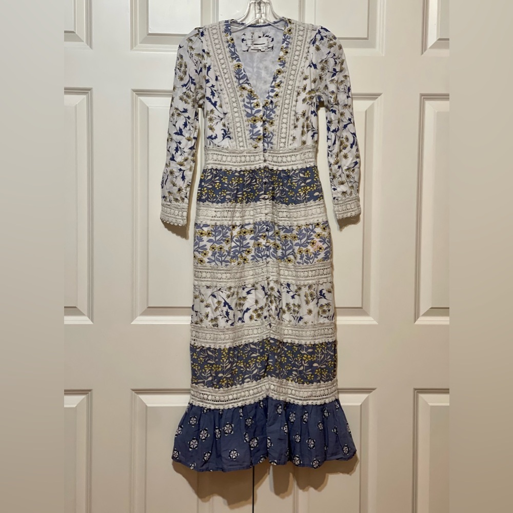 NEW Anthropologie Roberta Midi Dress Floral Bohemian - Picture 2 of 4